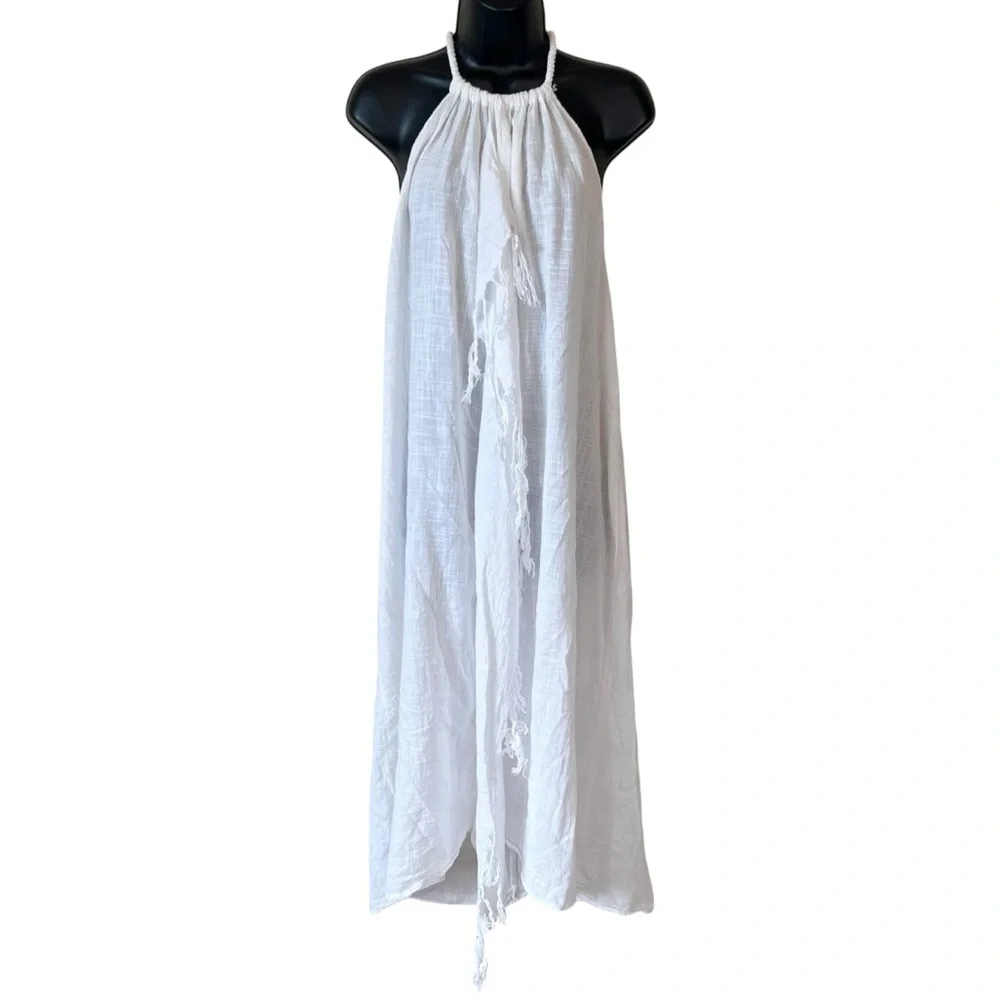 Aerie White Cotton Halter Coverup